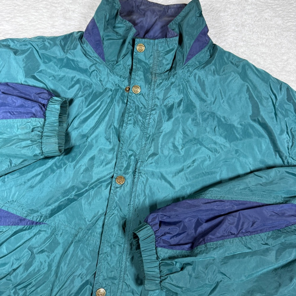 Sunice Vintage Windbreaker Mens XL Teal Purple Nylon L/S Colorblock CA04389